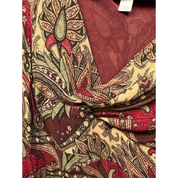 Loft Dress Womens size 6 paisley wrap top/V Neck wool blend Brown - Picture 4 of 6